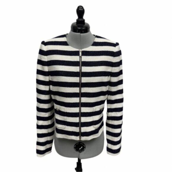 Karl Lagerfeld *  Paris Woman's Tweed  Suit Jacket Blazer Striped Size 6 - Picture 1 of 11